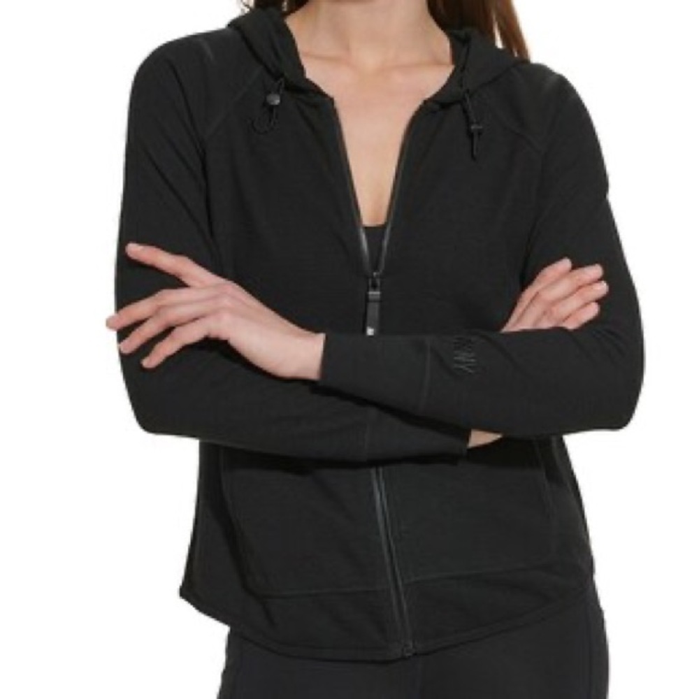 DKNY Sport by Donna Karan Long Sleeve Full Zip Waffle knit Hoodie size xl womens